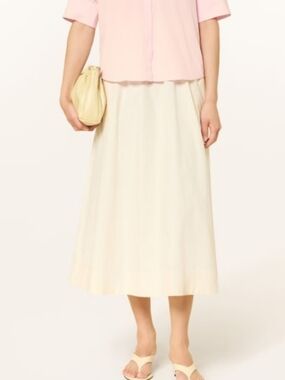 100% Linen White Pleated Midi Skirt - Classic Women's Skirt